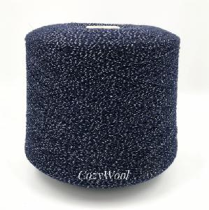 Пряжа Eco Lurex, Filati Naturali, кашемир, цвет темно синий +серебро